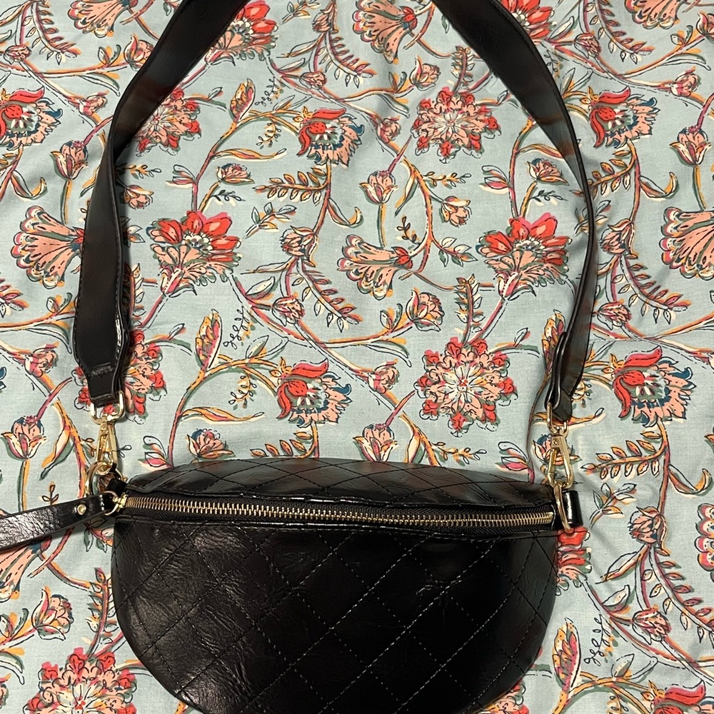Black Quilted Leather Crossbody Bag